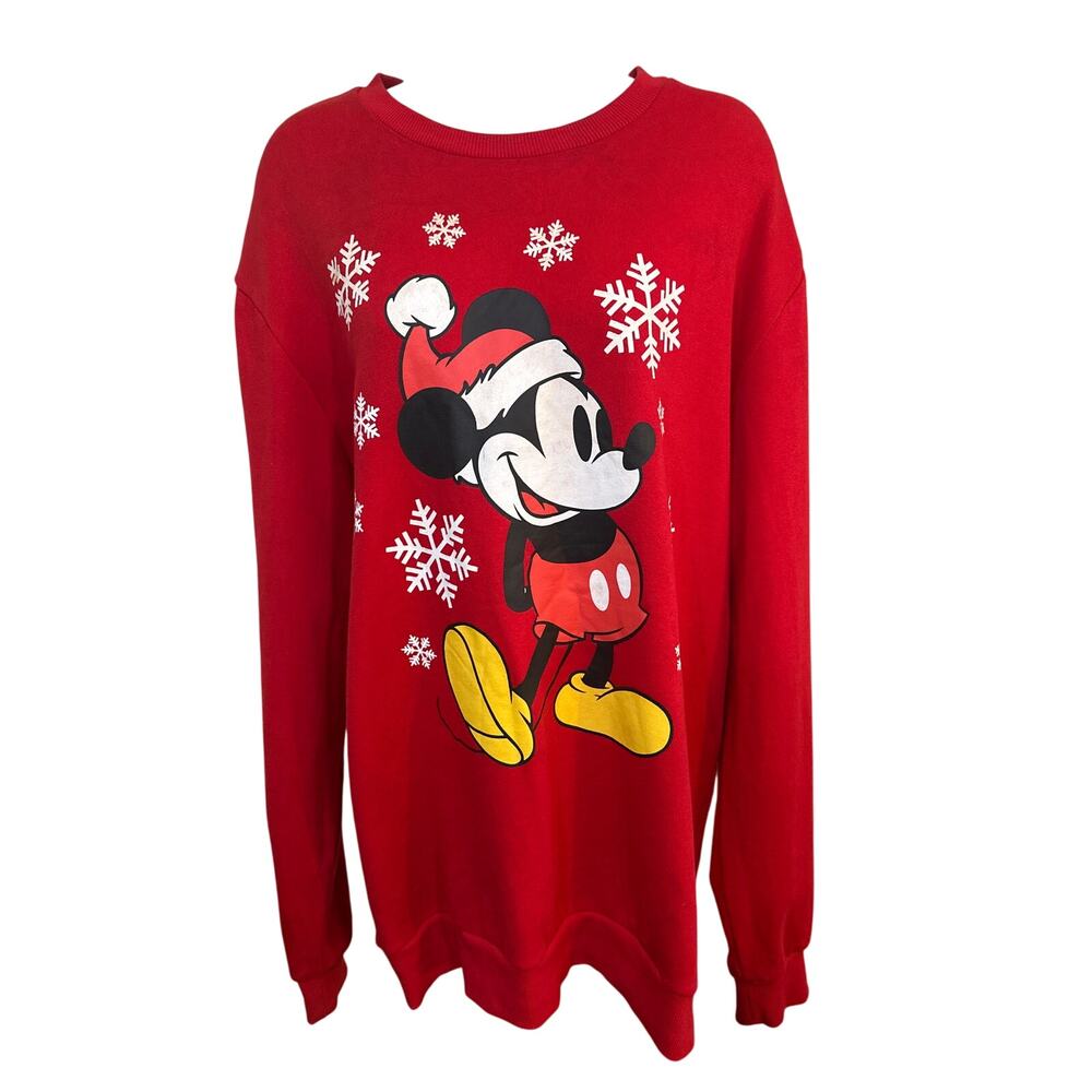 DISNEY Mickey Mouse Christmas Snowflake Red Sweater Size Lg. Unisex